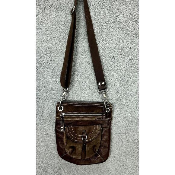 Fossil Crossbody Bag Women Brown Leather Suede Boho Utility Y2K Indie Hippie - Picture 1 of 14